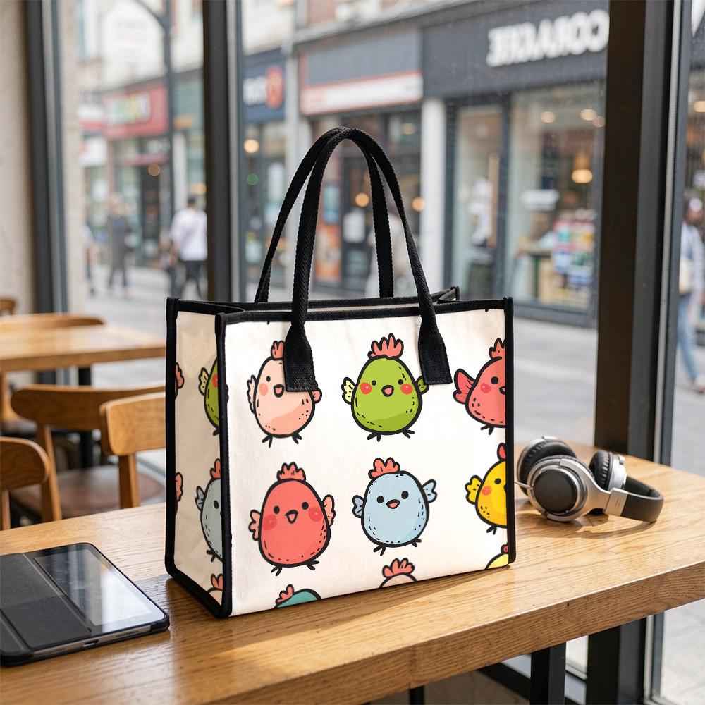 Cute Cartoon Chicken Printed Casual Tote Bag for Daily Use Shopping Outdoor