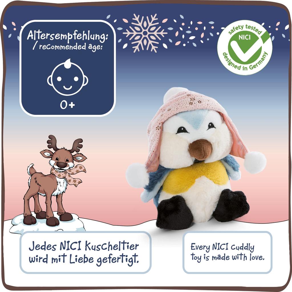 NICI Stuffed Sitting Stuffed Stylish Andor Blue Animal, Animal, Bird, Interior, Winter, Classic, 22cm,