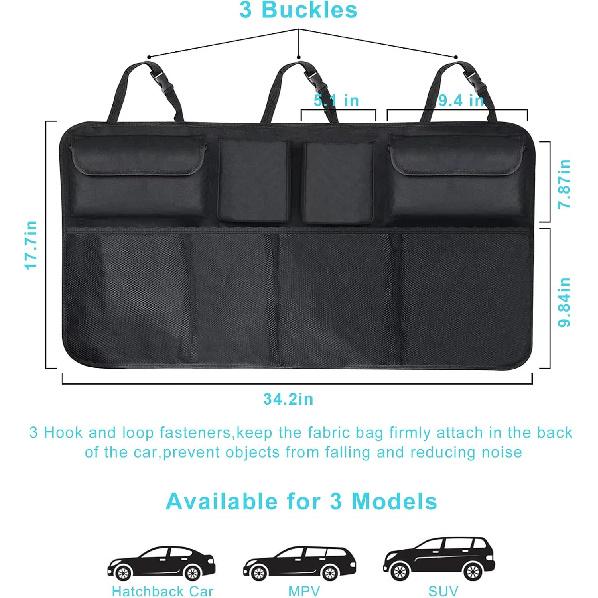 Trunk Organizer With 8 Storage Pockets, 1 Pack Rear Seat Organizer Keep SUV, MPV, TRUCK Organized & Tidy, Travel Accessories, Space Saver