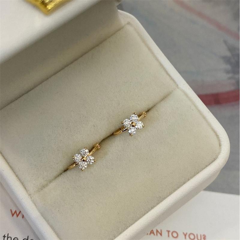 Orecchini a Bottone Fiori in Zirconia placcati Oro 18K Argento Sterling 925 per Donna Gioielli Esclusivi Francesi per Feste Regalo