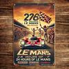 Racing Car Retro Style Metal Decorative Painting for Garage Room Decor