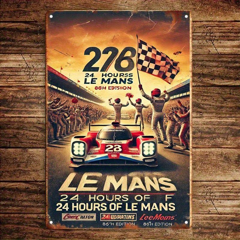 Racing Car Retro Style Metal Decorative Painting for Garage Room Decor