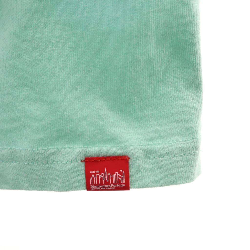 Manhattan Portage Back English Print Short Sleeve T-shirt M Mint Green Men's Used
