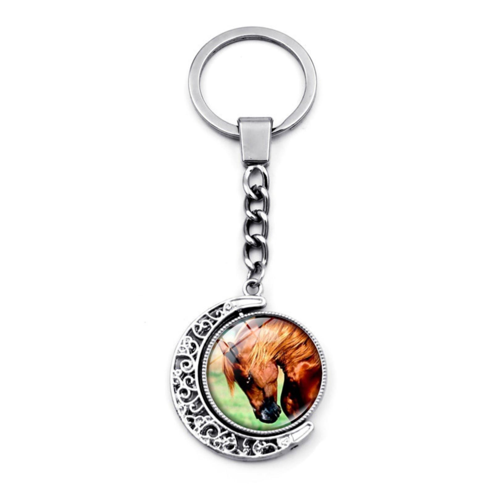 

Year Of Horse Commemorative Keychain/bag Charm, Double-sided Rotating Pendant Key Ring. One Size