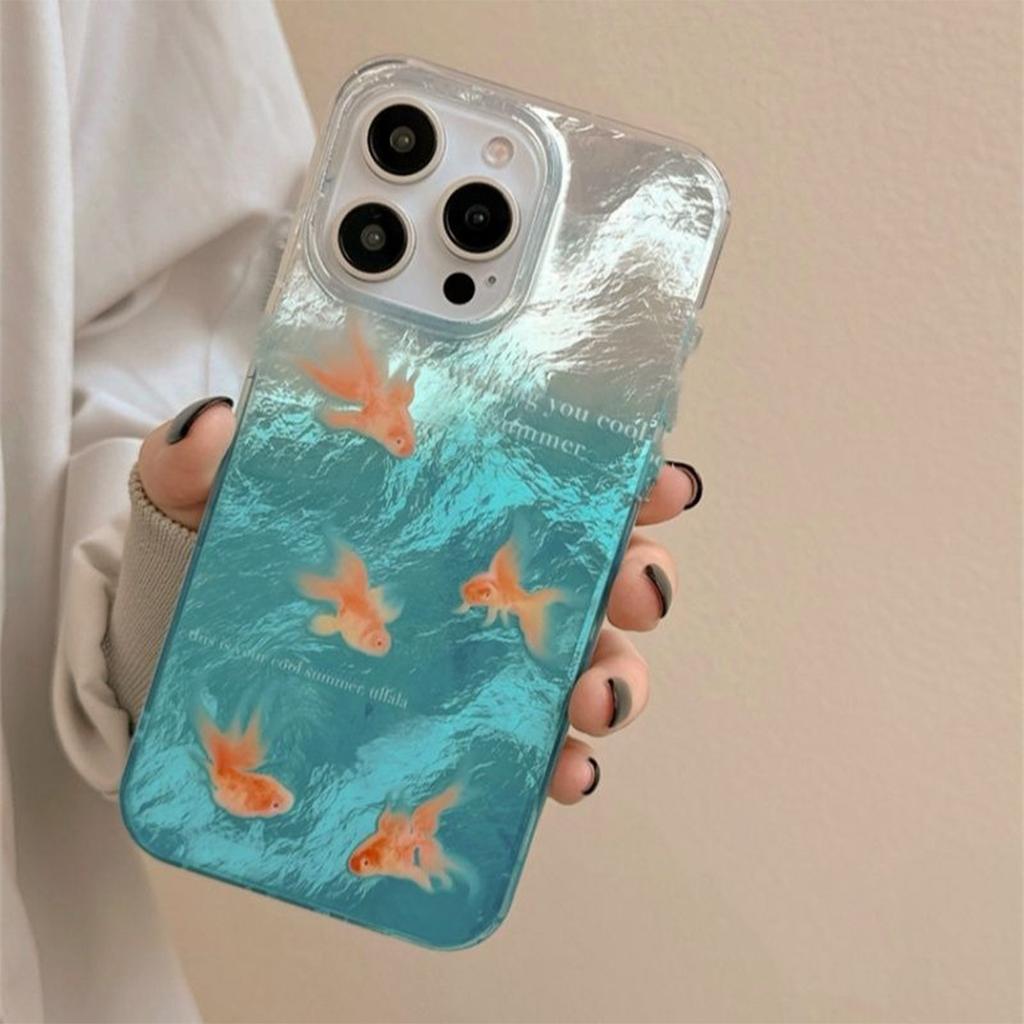 Swirl Mobile Phone Shell Small Fish Shell Pattern Glacier Pattern Mobile Phone Shell Imd Double Layer Shell for Apple for Huawei New Model
