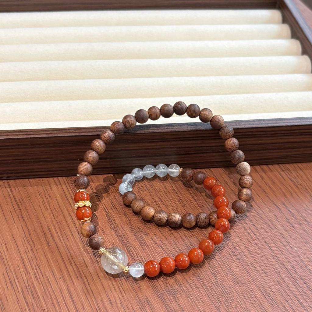 Natural Agarwood with Nanhong Jewelry Multi-specification Double-circle Bracelet for Physical Shopping Malls Jewelry Cultural and Play Stores