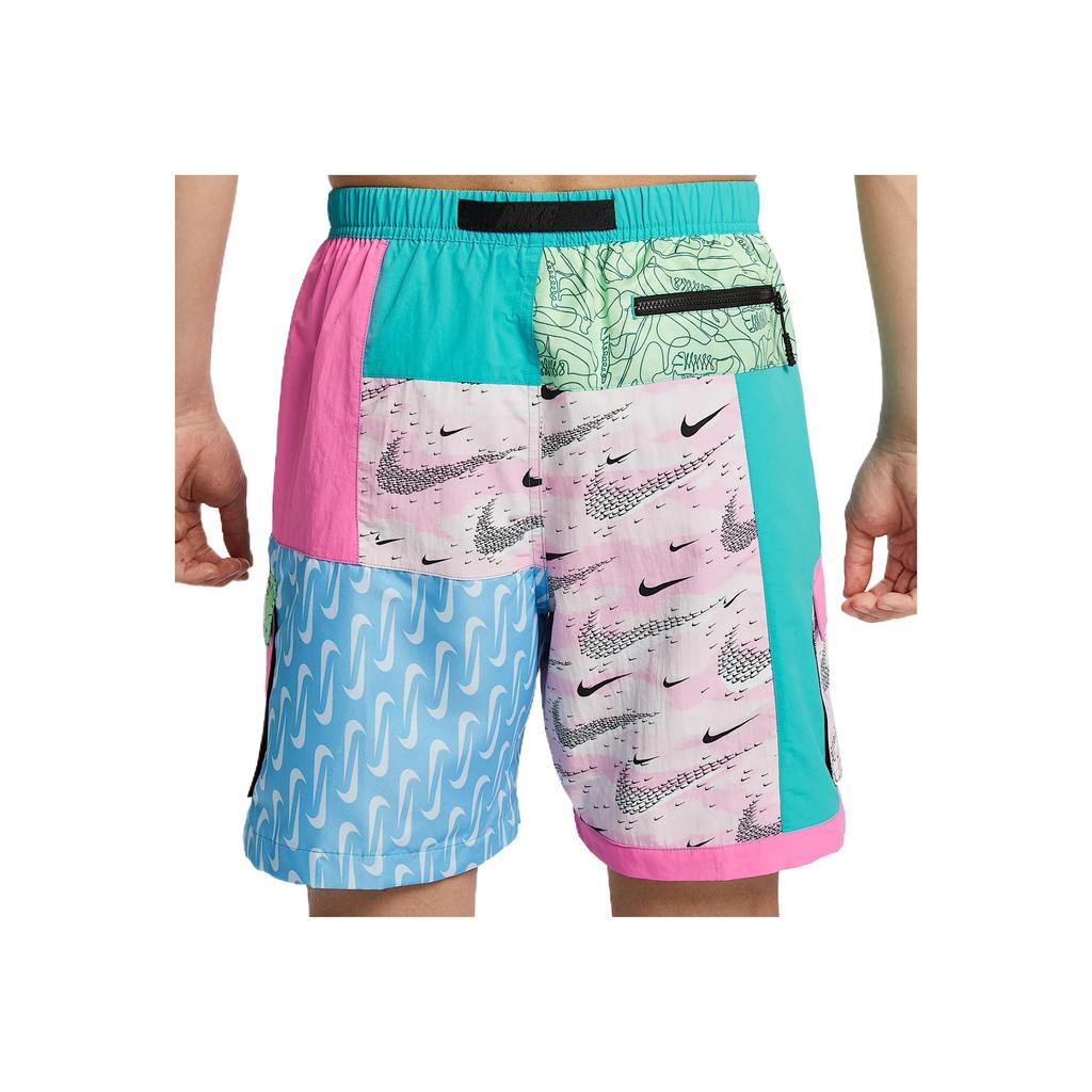 Nike Swim Voyage Pantaloncini Comodi Moda Versatile Casual Uomo Pantaloncini Verde Cactus Rosa Giocoso Azzurro Acqua FZ7373-343