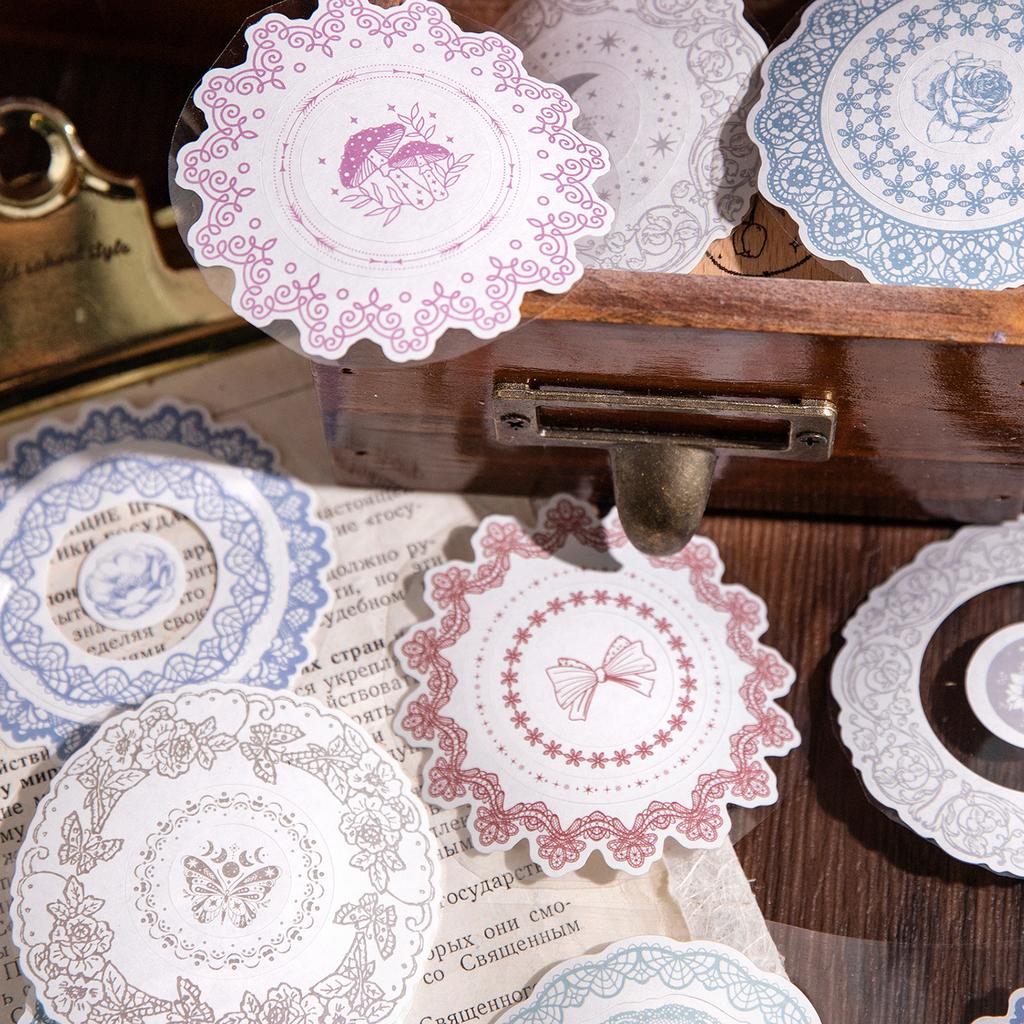 7.5cm×200cm Tape Girl Aesthetics Series Retro Lace Border Hand Account Decoration Materials Reusable Stickers