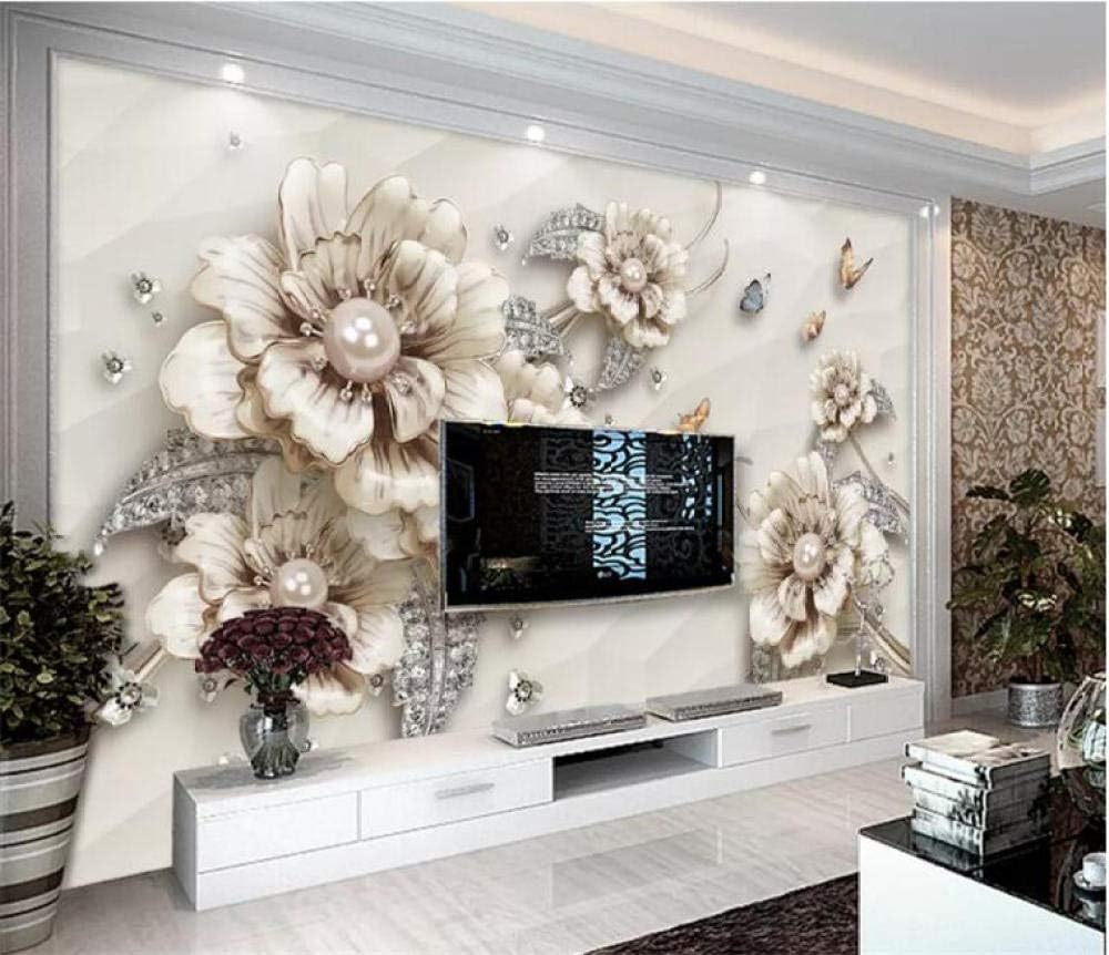 Tapete 3D Juwelenblume Wandbild, Wohnzimmer TV Sofa Heimdeko Tapete