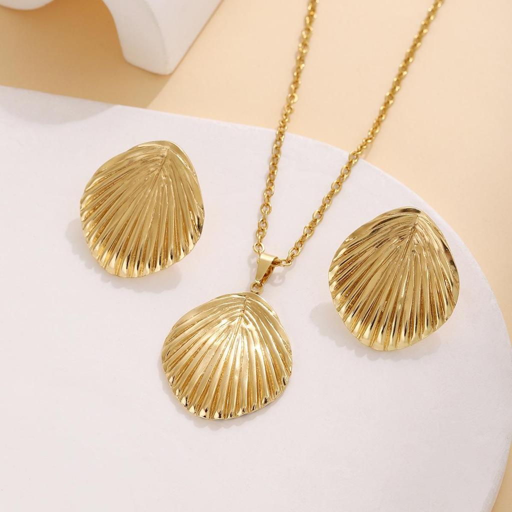 Luxury Geometric Leaf & Flower Earrings Necklace Set