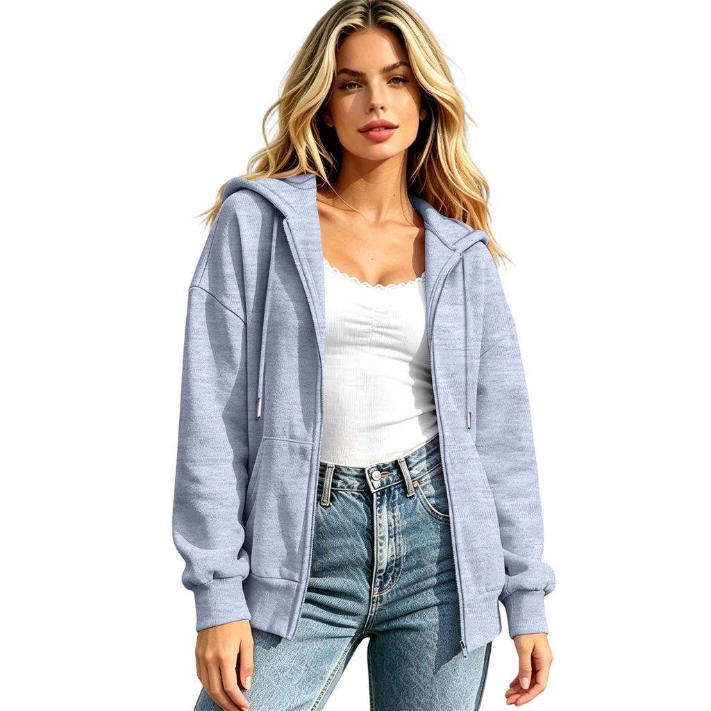 Women's Oversized Zip Up Hoodie Long Sleeve Casual Sweatshirt