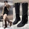 Fashion Retro Chunky Heel Thigh Boots Fall/Winter 2025 New Fringed Knee-high Boots