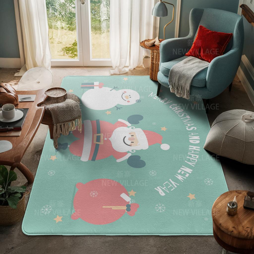 House Entrance Carpet Home Door Mat Living Room Bath Foot Bathroom Non-slip Water Absorption Rugs Bath Merry Christmas Winter