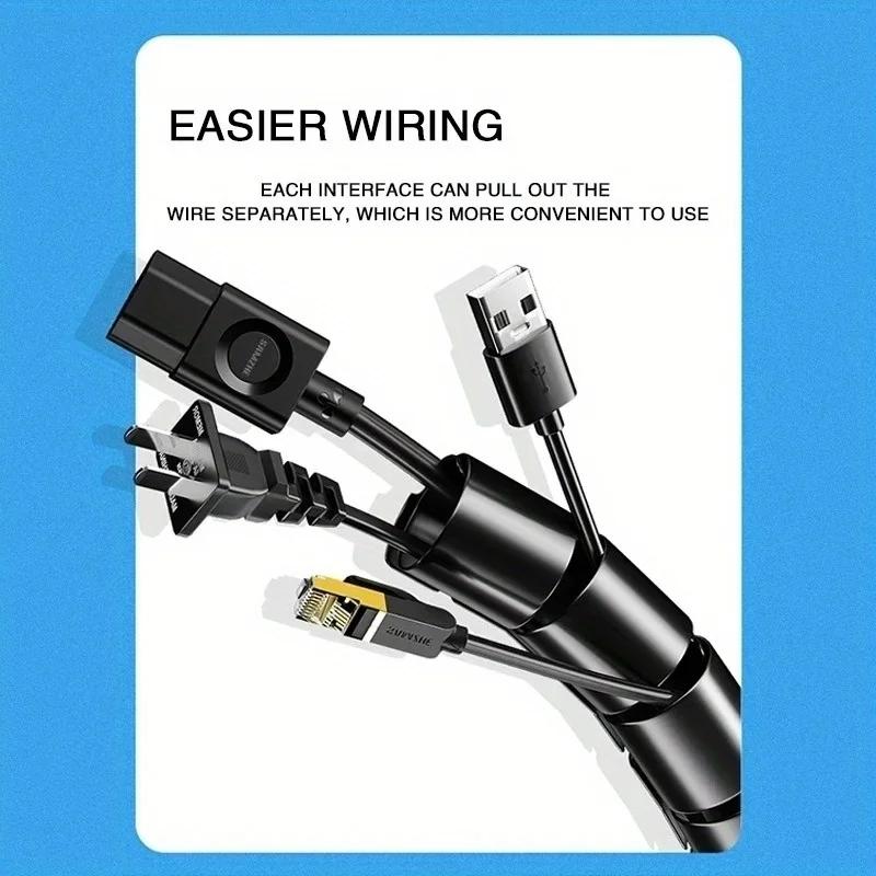 2M Protecteur de Câble Flexible en Spirale Organisateur de Câbles Tube Protecteur pour Câble d'Ordinateur Clips Organisateur Outils de Gestion 16/10mm