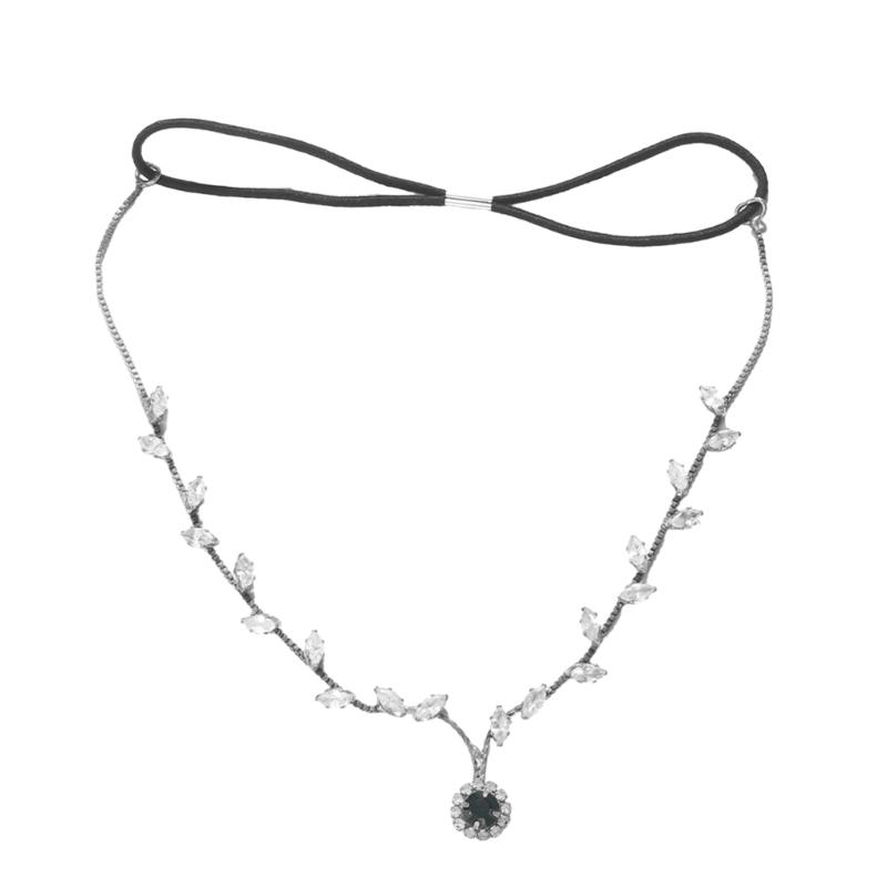 

Bohemian Style Rhinestone Leaf Pendant Forehead Chain Cosplay Party Headpiece Bridal Wedding Ceremony Forehead Jewelry
