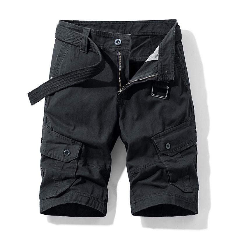 Men Summer Brand Solid Casual Classic Cargo Shorts Men Fashion Cotton Multi-pocket Shorts Men Outwear Breathable Shorts No Belt