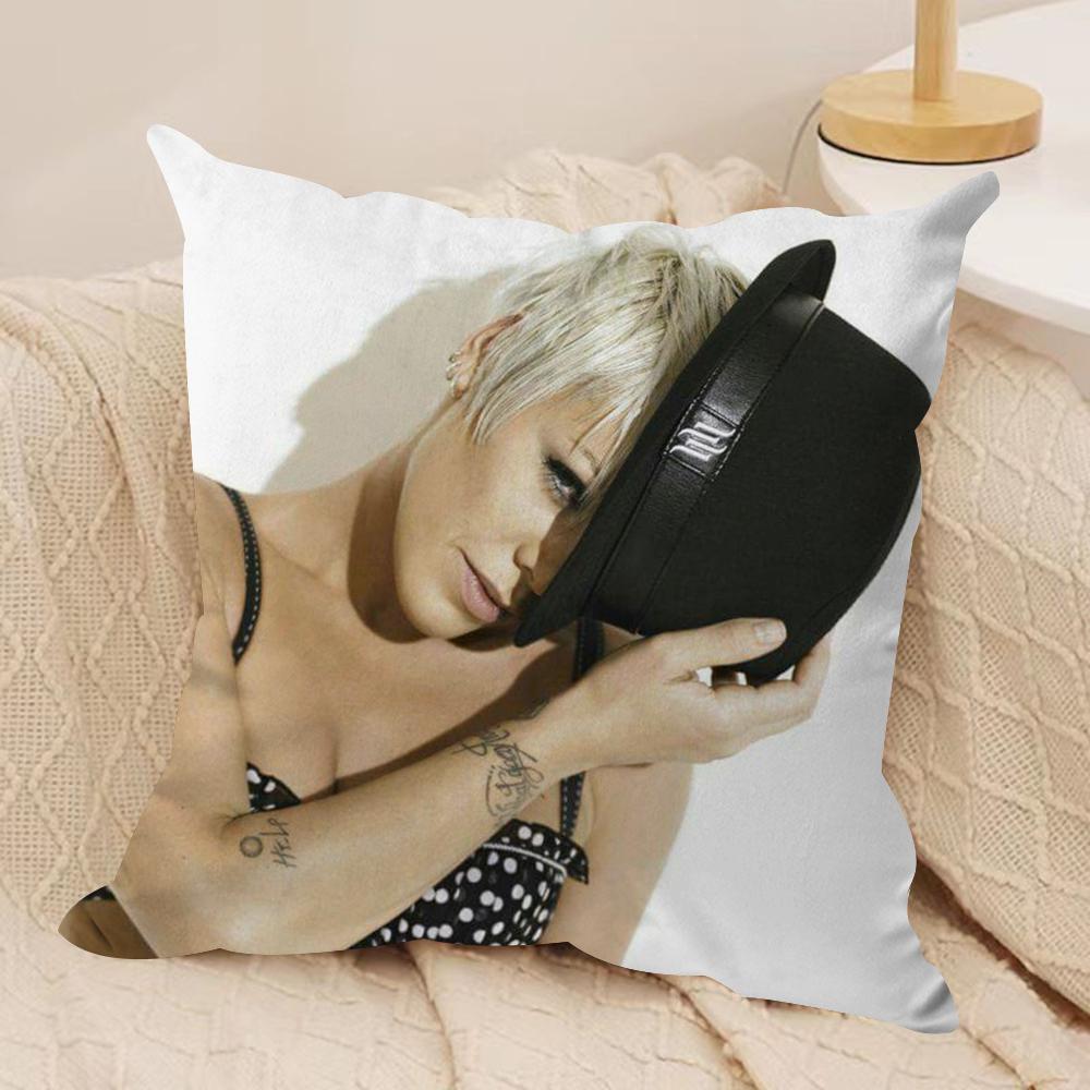 Pink Trustfall Pnk Singer Cushion Cover Silky Short Plush DoubleSided Printed Pillow Case for Sofa All Seasons Home Decor Gift