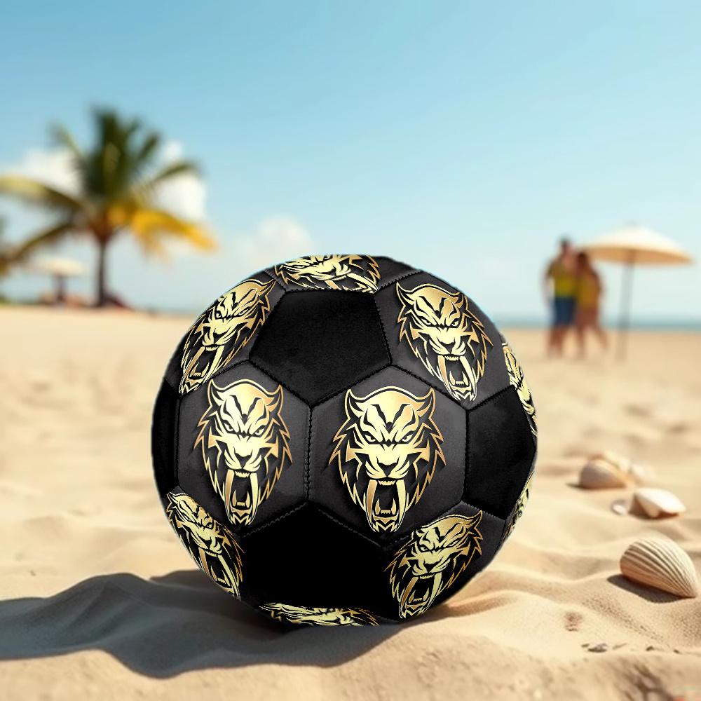 1PC Golden Tiger Emblem Soccer Ball Size 5 Football Machine Sewn Indoor/Outdoor Universal Football Surprise Collection N57