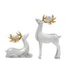 2Pcs Wealth Deer Ornament The Deer of Fortune Figurine Resin Modern Artistic Tabletop Deer Statue Gift for Birthday Housewarming