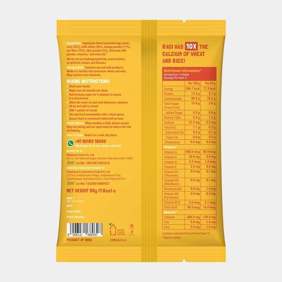 Slurrp Farm No Added Sugar Instant Cereal | Ragi, Rice and Banana with Milk | Free Mango Cereal Trial Pack | 200g + Free 50g