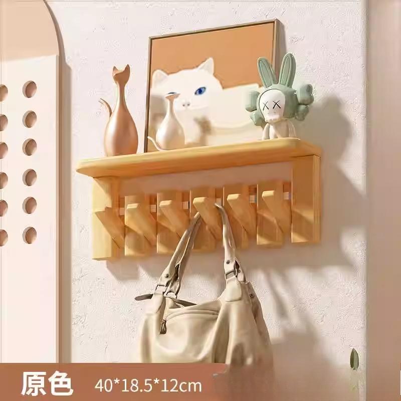 Modern Nordic Solid Wood Wall Mounted Clothes Hanger Luxury Living Bedroom Storage Rack Creative Home Furniture