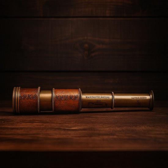 Nautical Brass  Telescope, Leather Case, Pirate Spyglass, Sailor Gift