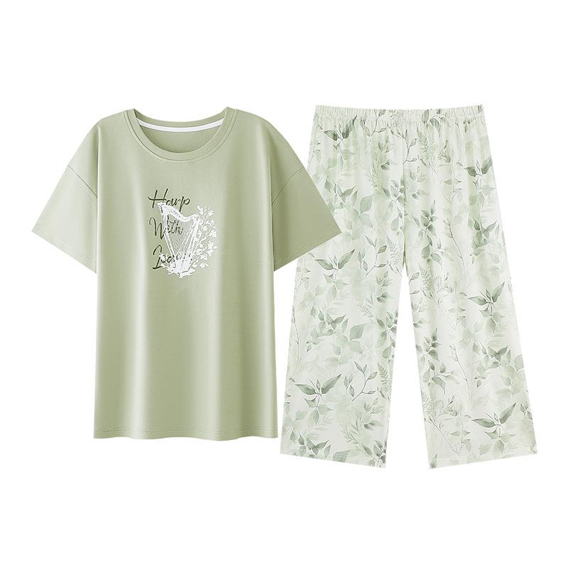 Pure cotton pajamas women's summer short-sleeved shorts 1011 new super fire with chest pad casual loungewear beautiful pajamas