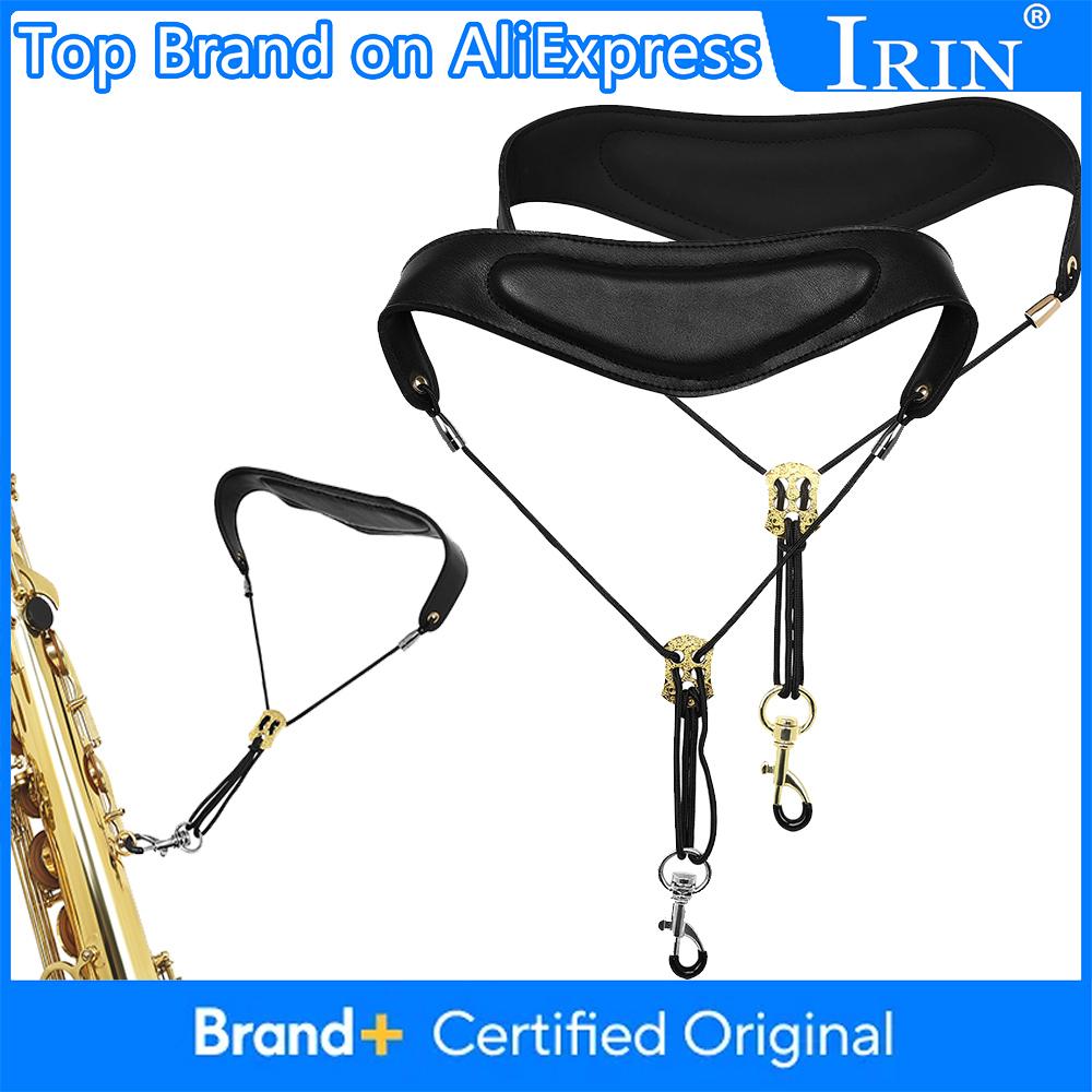 

IRIN F-75 Leather Saxphone Straps Thicken Adjustable Metal Lanyard Neck Strap Protection Neck for Universal Saxophone Strap