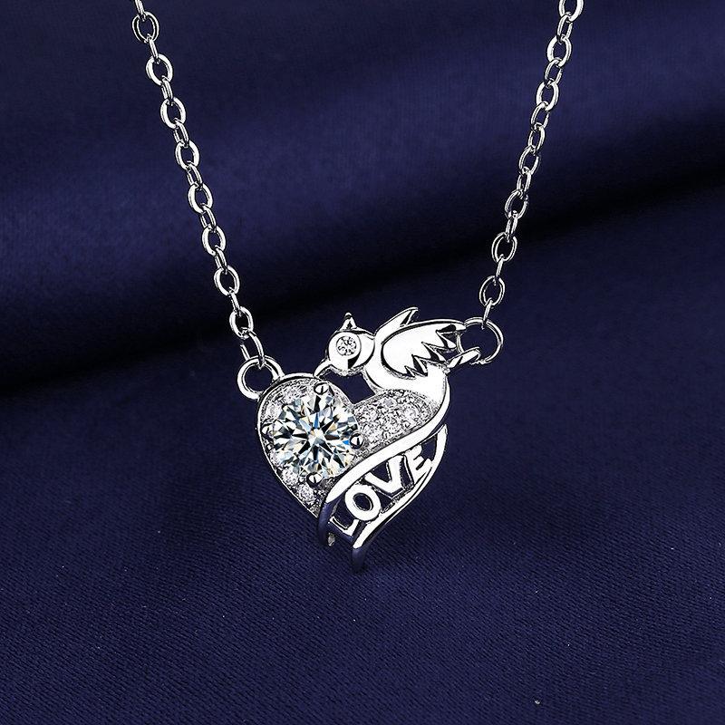 925 Silver Necklace For Women Round Pendent Sparkling Pave CZ Necklace Fashion Anniversary Birthday Jewelry Gifts N755