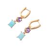 1 Pair Fashion Colored Square Dangle Earrings for Women Cubic Zirconia Earring Jewelry Wedding Party Accessories