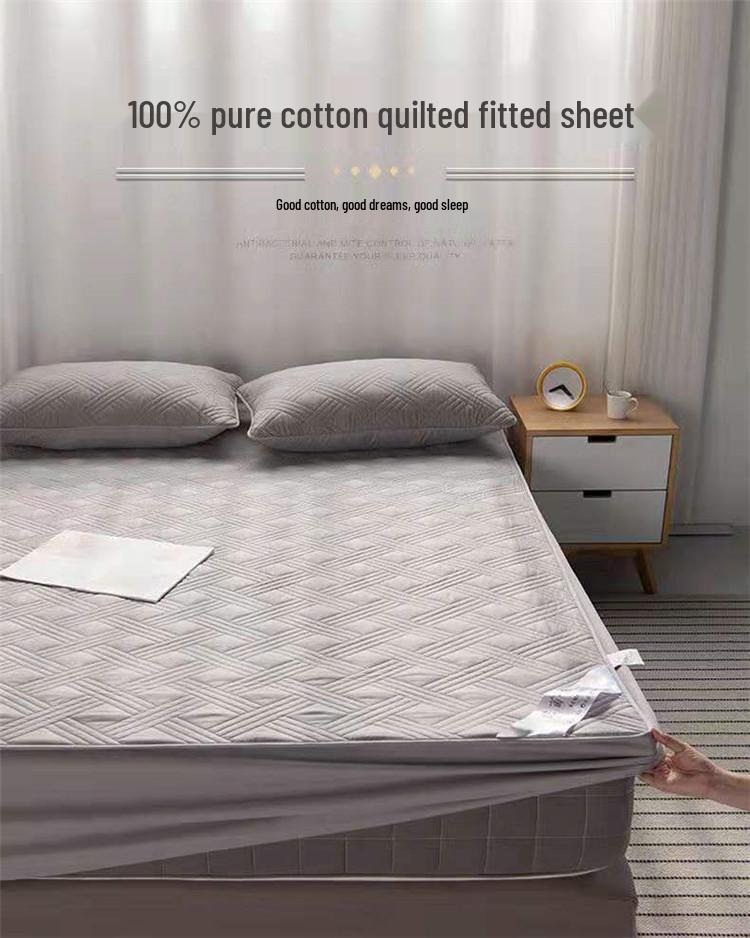 High-Density Quilted Cotton Mattress Protector with Pillowcase - Non-Slip, Thickened Fit