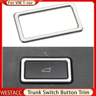 Stainless Steel Car Trunk Switch Button Frame Decoration Sticker Trim for Volkswagen VW T-ROC T ROC 2018-2022