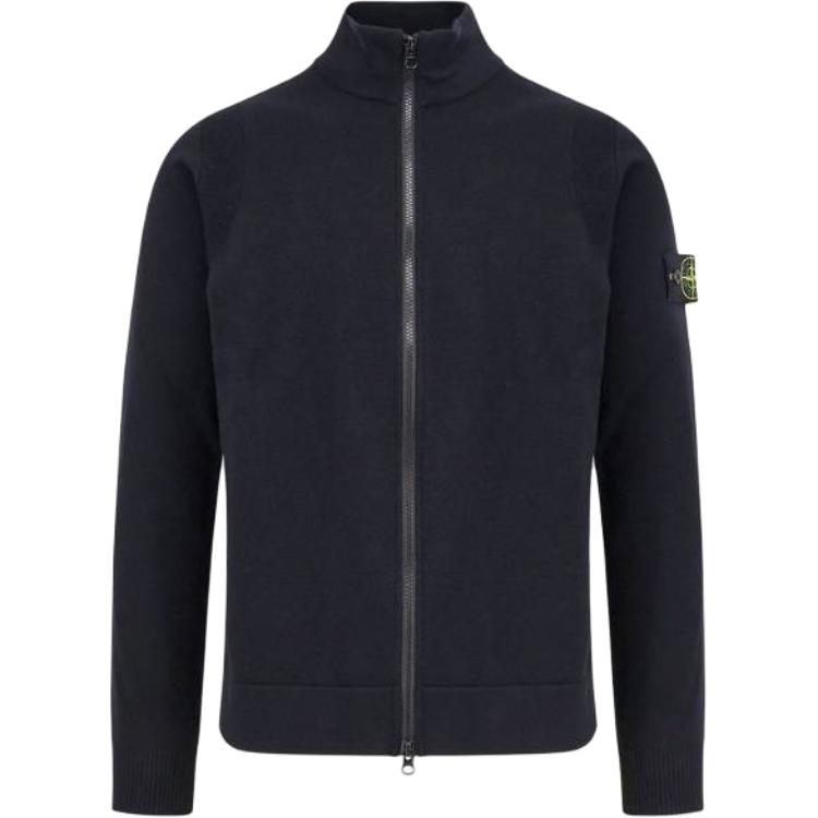 STONE ISLAND Solid Color Zip Long Sleeve High Neck Knit Sweater Men Sweater Black K2S155100062S00A1-V0029
