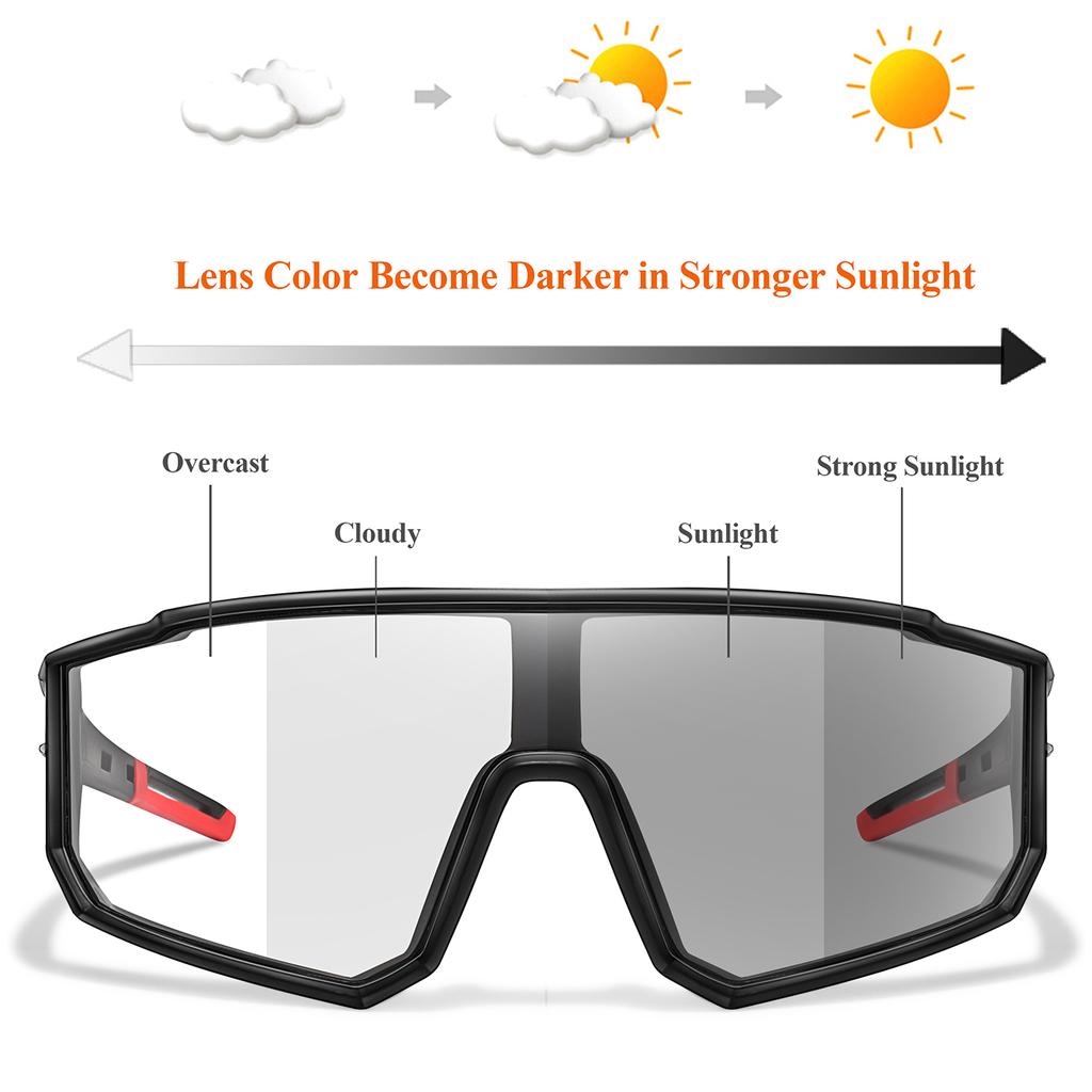 Comfortable Photochromic MTB Cycling Sunglasses Lightweight Fishing Running Sports Eyewear Fashion Bicycle Unisex Goggles