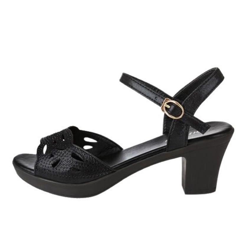 Black shoes women's new thick heel sandals women's summer fish mouth women's shoes sexy high heel sandals women