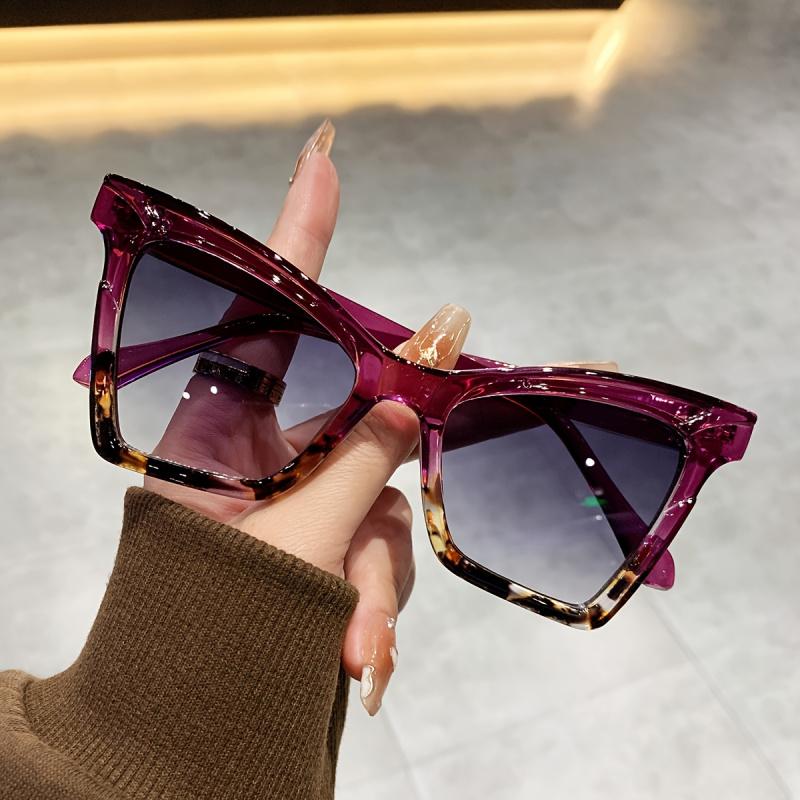Y2K Fashion Cat Eye Sunglasses Trendy Party and Vacation Wear Hiking Travel Gradient Lens PC Frame, AC Lens, Decorative Glasses