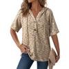 2026 Women's Clothing Summer New Waffle Knit Button V-Neck Drawstring Hooded Short Sleeve Top