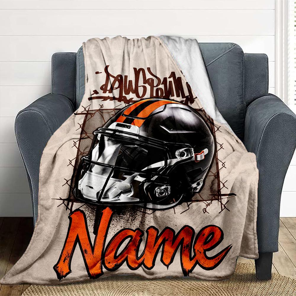 Custom Football Helmet Soft Throw Blanket Flannel Blanket Warm Sofa Bed Camping home Decor Unique Christmas Gift C10357