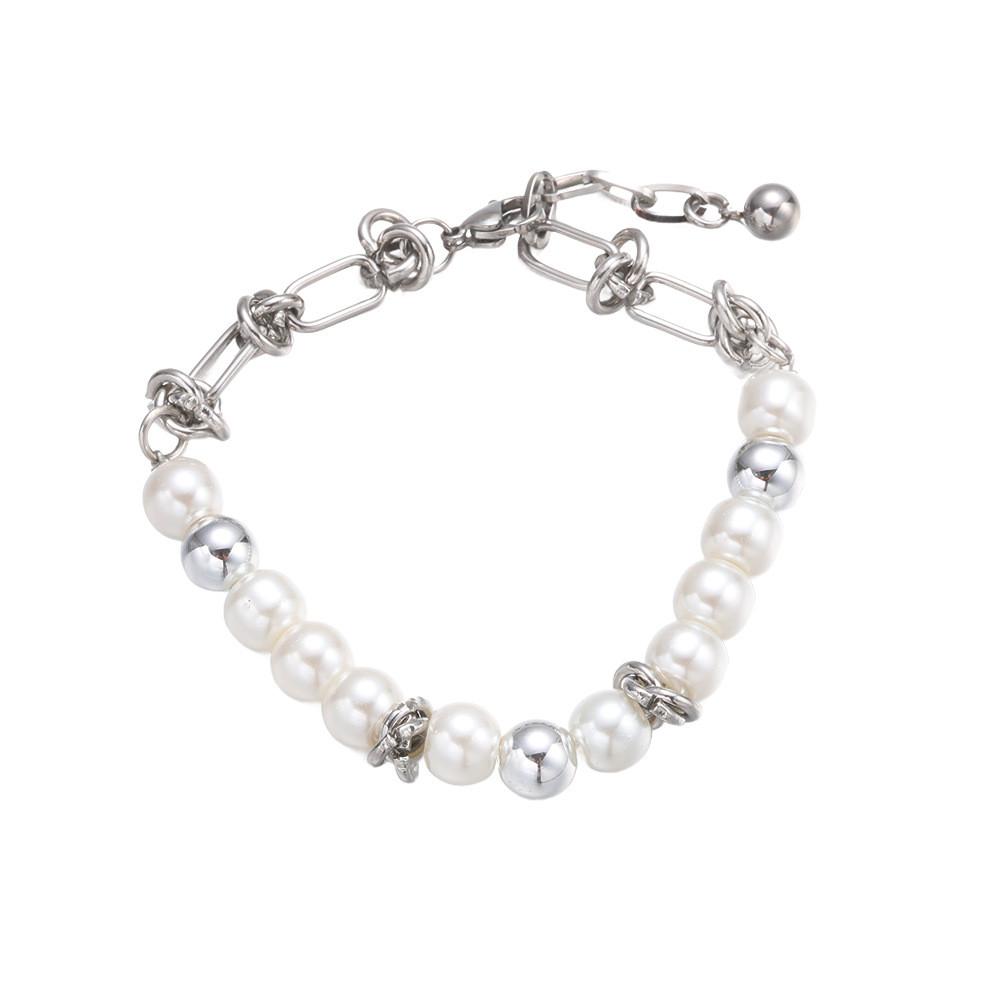 Minimalist Stainless Steel Pearlstyle Bracelet For Women And Men Gift Ideas