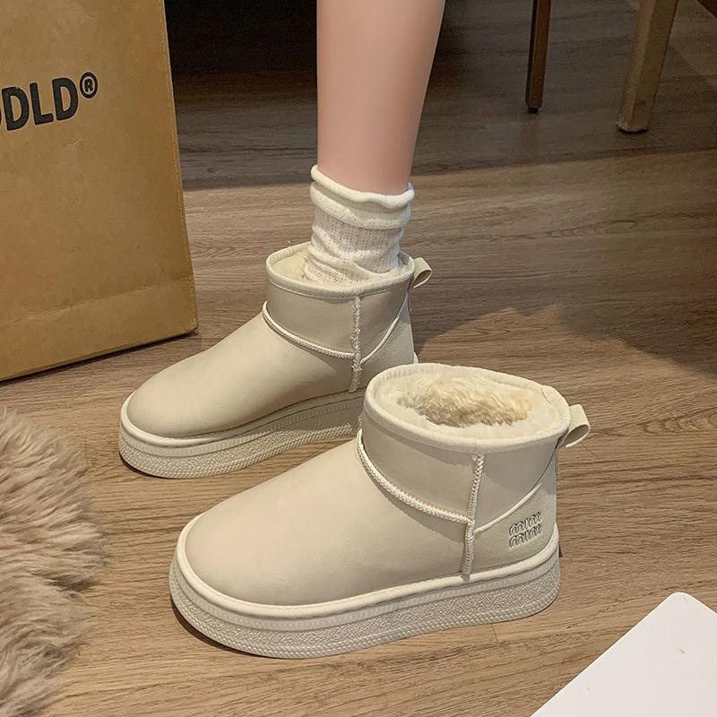 

Thick-soled snow boots 2025 winter piled and thickened Northeast large cotton shoes waterproof and non-slip bread shoes heightening cotton boots 36 бежевий