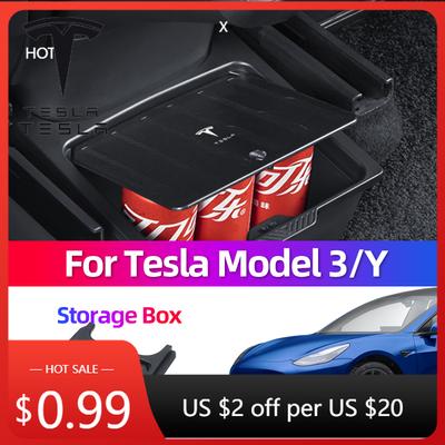 Car Sticker For Model 3 Model Y 2020-2024 Rear Middle Storage Box Accessories Tools Trash Can Car Storage Box Modification