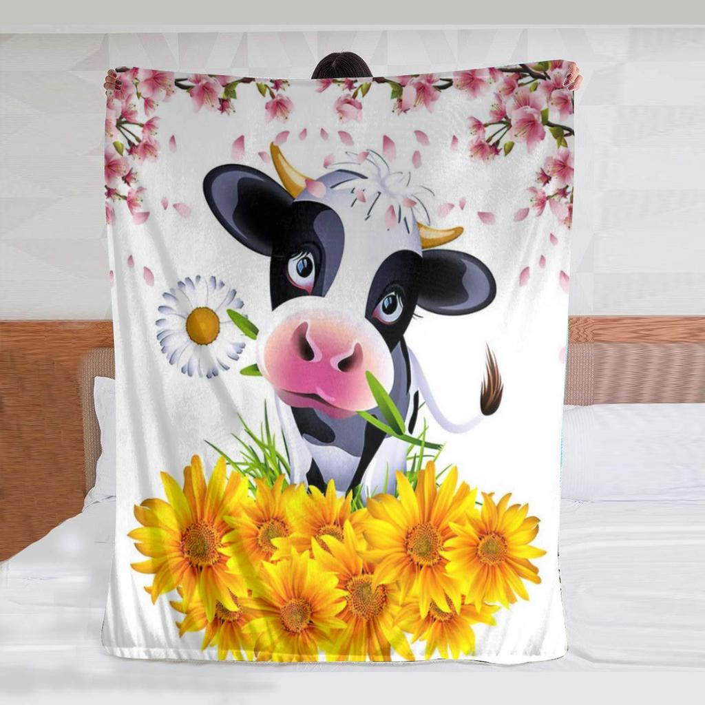Cow Print Blanket Black and White Bed Cow Soft Sofa Comfortable Warm Blanket Plush Gift Bedroom Decoration