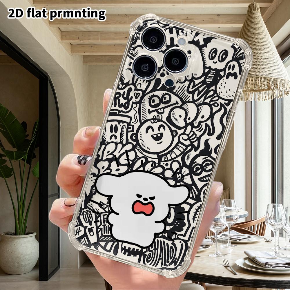 Phone Case: 2D Flat Suitable for iPhone 18 17 16 15 14 13 Pro, Transparent Four Corner Protective Case, Angry and Fluffed Up, Christmas and Halloween 