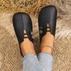 Damen Rund Zehen Niedriger Schnitt Weiches Leder Flache Schuhe, Übergröße Slip-On Lässig Bequem Tägliche Gehschuhe