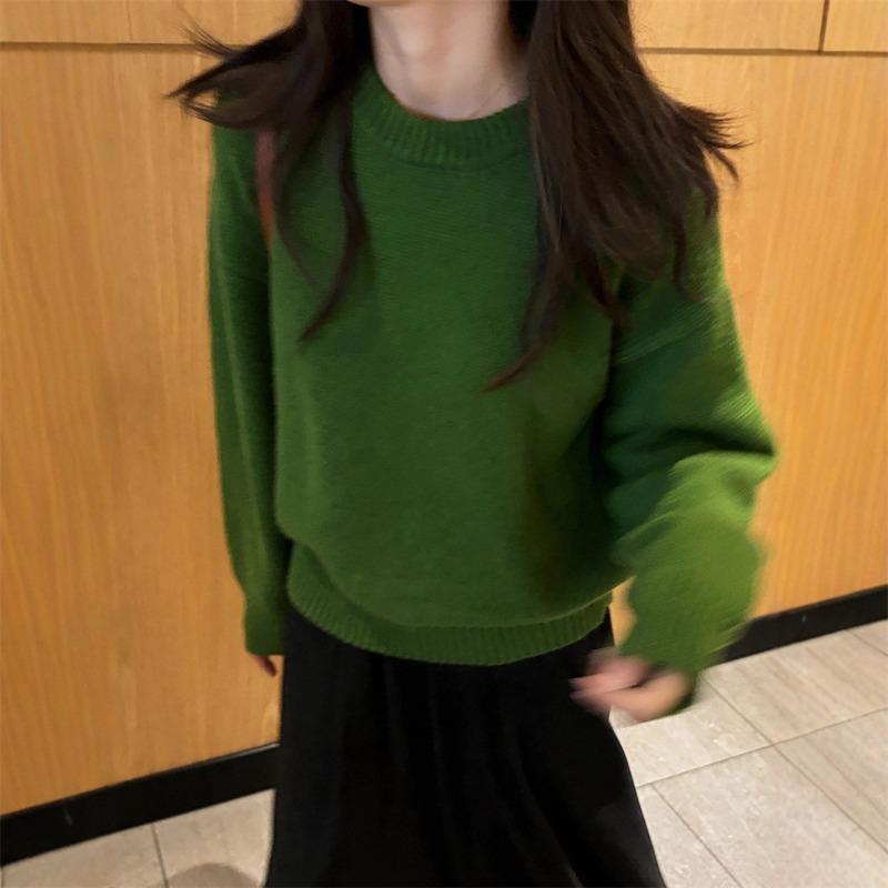 Premium Temperament Pullover Round Neck Soft Waxy Sweater Women's Autumn and Winter New Simple and Versatile Loose Knitted Top