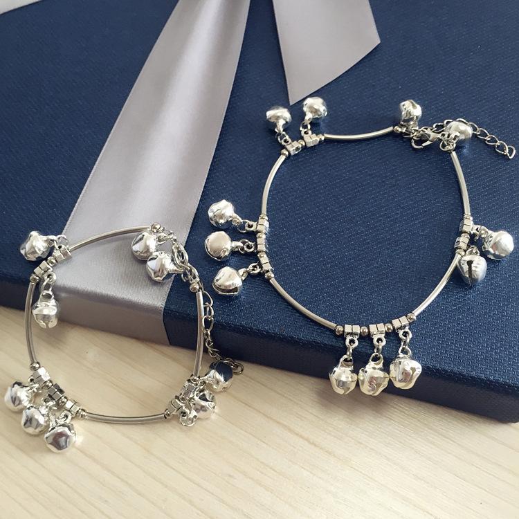 Vintage fashion Tibetan silver bracelet Bohemian cute super many bells female Miao silver anklet handmade jewelry
