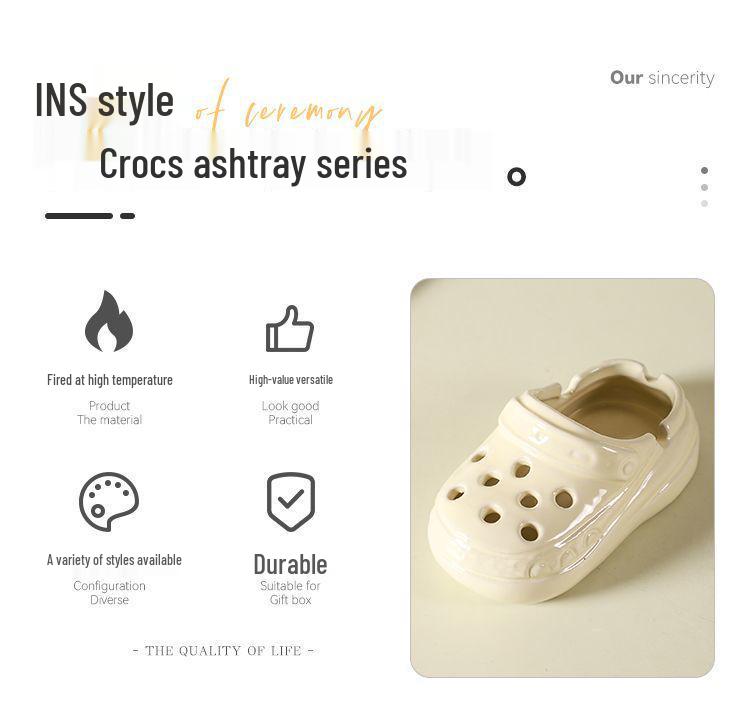 Trendy Anti-Fly Ceramic Desktop Ashtray for Office & Home Decor