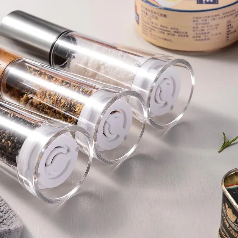 1Pcs Antique Color Wooden Pepper Mill Manual Salt Spice Grinder With Adjustable Ceramic Core Pepper Grinder Kitchen Helper