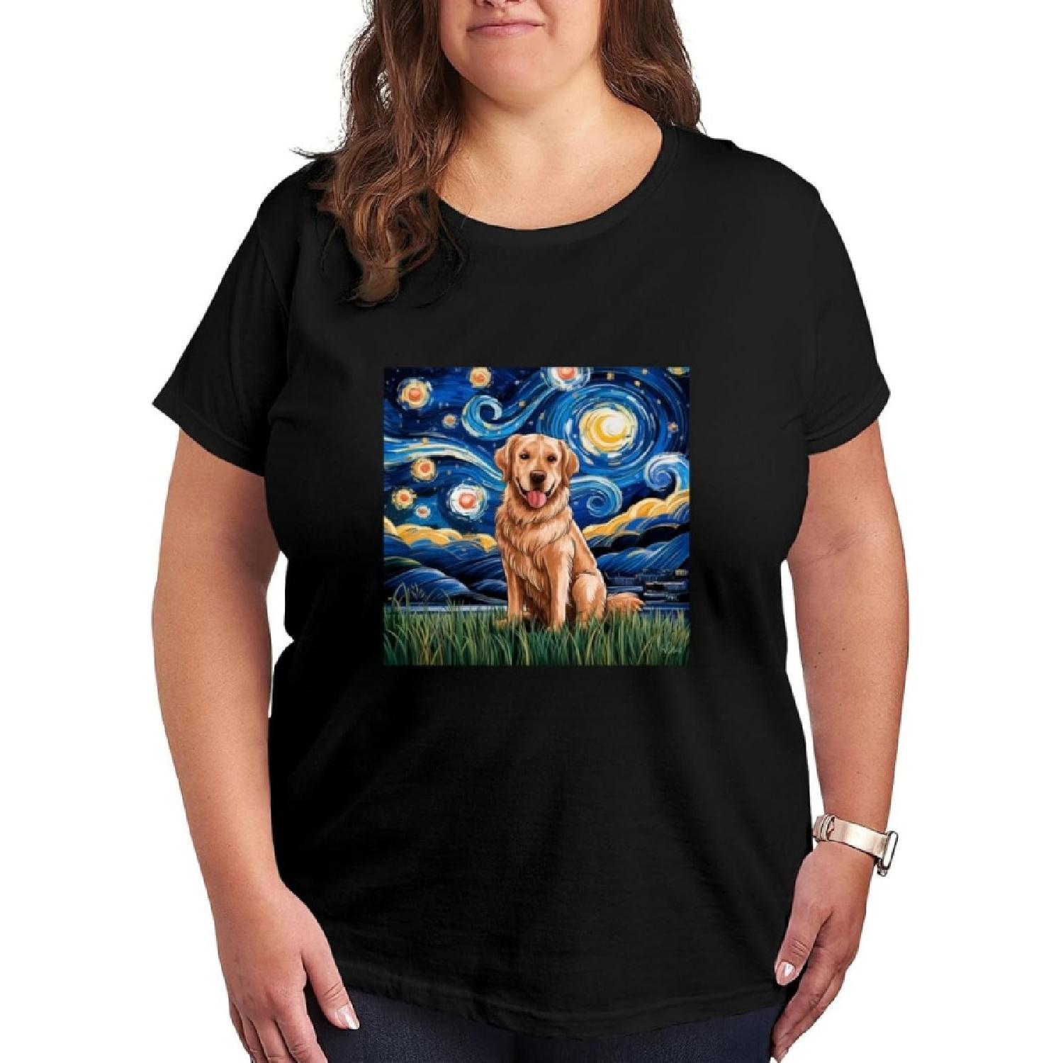 Funny Golden Retriever Night Plus Size Tops for Women Girls Mom Gift S