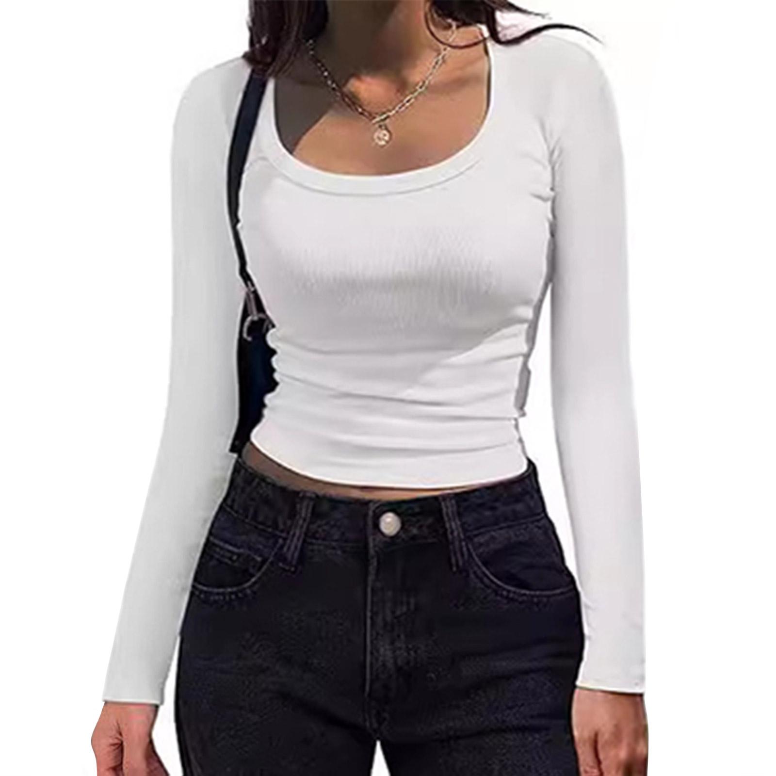 

Women s Long Sleeve Shirt R-Neck Casual Top XL білий